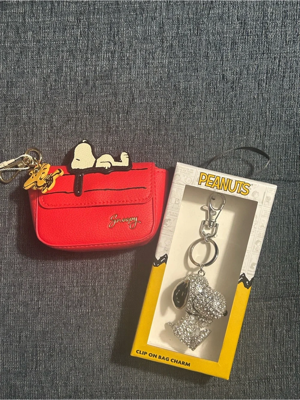 Skechers Red Snoopy Pouch with Glitter Clip-On Charm